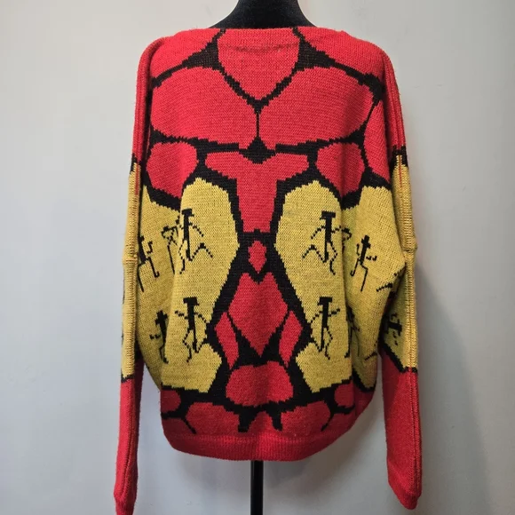 Rare Vtg Esprit Sport Sweater Women's Medium Oversized Geometric Southwestern - Picture 2 of 12
